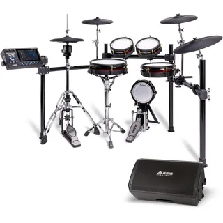 Alesis Strata Core und Strike Amp 8 MK2 - E Schlagzeug mit Triple Zone Becken, Active Magnetic Hi-Hat und 8 Zoll 2000W Drum Amp Lautsprecher für elektronisch Schlagzeug, mit Bluetooth