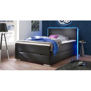 Bettkasten-Boxspringbett schwarz 140x200 cm mit Farb-LEDs - Merwin