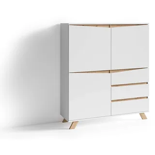 byLIVING Highboard Valentin 120 x 137 x 38 cm Weiß/Braun