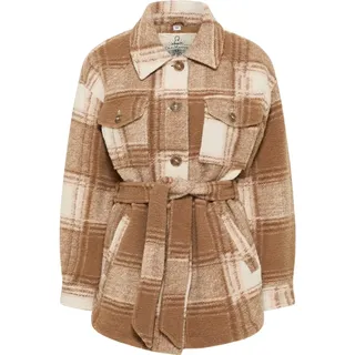 DreiMaster Damen Übergangsjacke Im Karo-Muster in Kariert Beige Braun | Gr.: M