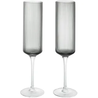 Ferm Living - Ripple Champagnerflöte, smoked grey (2er-Set)