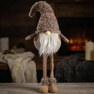XL Wichtel Deko Figur groß Weihnachten Gnom ausziehbare Beine 55-80 cm braun