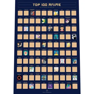 Enno Vatti Top 100 Anime Scratch Off Poster - Rubbelposter Der Besten Japanischen Animationen Aller Zeiten | 42 X 60 Cm | Anime Merch Geschenke | Japan Deko Zum Abrubbeln |