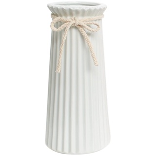 Vase Weiß 19 cm Hoch, Blumenvasen Modern aus Keramik für Tischdeko Innenbereich, Deko Vasen für Pampasgras