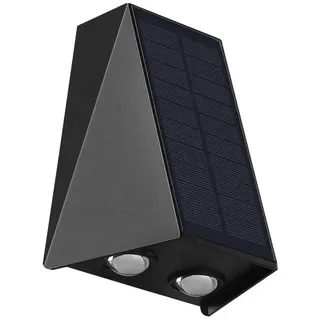 Arnusa LED Außen-Wandleuchte Solar Wandleuchte Wandstrahler Wandlampe LED UP-Down kabellos, Tageslichtsensor, LED fest integriert, Warmweiß schwarz rechteckig | 12 cm x 15 cm x 8,3 cm