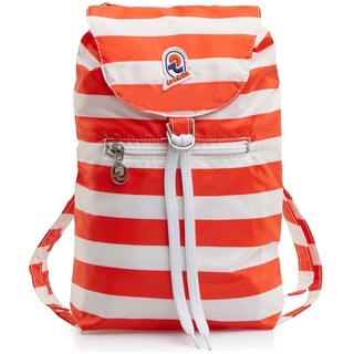 Invicta MINISAC NEXT-SMALL Backpack für Reise Ausflüge & Freizeit; für Damen & Herren, mit Hüftgurt & faltbar - rot/weiß zweifarbiges Muster 5 LT, Extra leicht