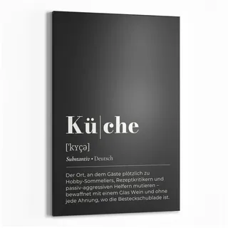 DEQORI Wandtafel 'Küche - Definition', (1-tlg), Metall Kreidetafel bedruckt Schreibtafel modern Schiefertafel Tafel schwarz 40 cm x 60 cm