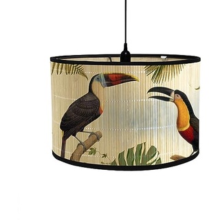 Morbuy Lampenschirm für Tischlampe, Stehlampenschirme aus Bambus mit Retro Vogelmuster, Lampenschirme für Deckenleuchte Pendelleuchte Stehlampe Wandleuchte Dekoration (Stil C)