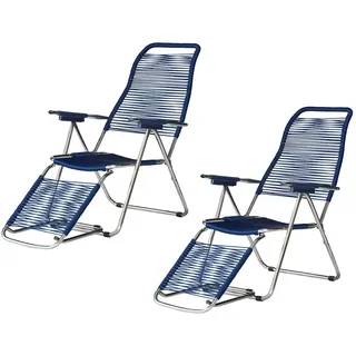Fiam - Liegestuhl Spaghetti, Gestell Aluminium / Bespannung blau (2er-Set)