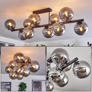 Cesaro Deckenlampe aus Metall/Glas in Schwarz/Rauchfarben - Schwarz/Grau