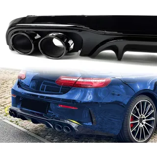 Heckdiffusor Diffusor mit Auspuffblenden Schwarz für Mercedes Benz E Klasse Coupe C238 Cabrio A238 AMG Line 2016-2024