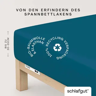 schlafgut Pure Baumwolle 120 x 200 - 130 x 220 cm petrol deep