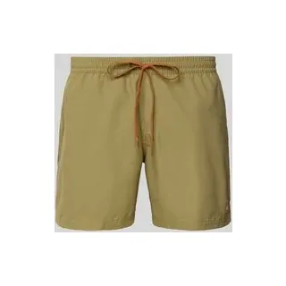 Badehose mit Label-Detail und elastischem Bund, Khaki, XXL