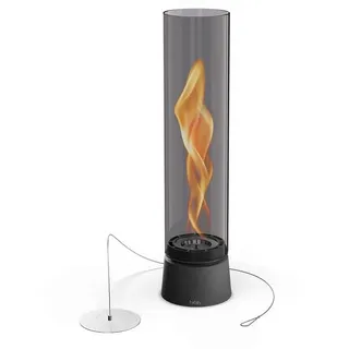 höfats Tischfeuer SPIN air (Packung, rauchfreie Tischfeuerstelle für Indoor und Outdoor), Feuerschale mit Flammenwirbel für Tischdeko, wärmende Feuersäule schwarz Ø 9 cm