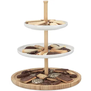Relaxdays Etagere weiß/braun Höhe: 36,0 cm, 1 St.