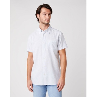 Wrangler SS 1 Pkt Shirt Bran red Herren Hemd - Farbe:CERULEAN BLUE$Größe:M
