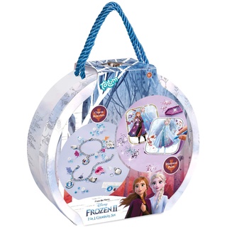Disney Frozen II 682115 Geschenkbox 2in1: Diamond Painting und Schmuckbastelset – Gestalte deine Lieblingsfiguren mit wunderschönen Glitzersteinchen und Kettenarmbänder mit Blatt- und Bettelanhänger
