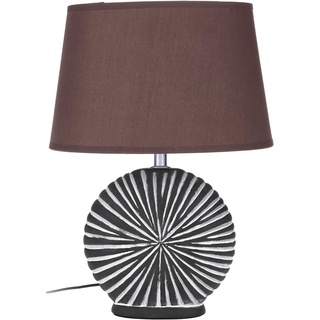 BRUBAKER Tischlampe Nachttischlampe Braun, Keramikfuß in zweifarbigem, matten Finish - 36 cm Höhe
