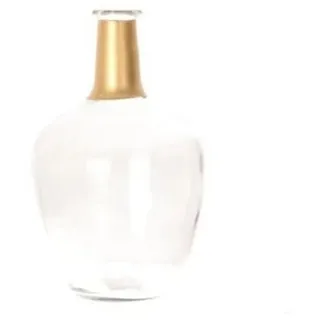 INNA-Glas Dekovase Dekoflasche Royce, transparent-Gold, 26cm, Ø15cm weiß