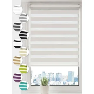 Sonello Doppelrollo Klemmfix ohne Bohren Duo Rollo Klemmrollo Sonnenschutzrollo Fensterrollo für Fenster & Türen Zebrarollo Seitenzugrollo 110cm ... - Weiß