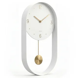 Driini Moderne Pendel-Wanduhr – dekorativer und einzigartiger Metallrahmen, mit 20,3 cm Ziffernblatt – zeitgenössisches, minimalistisches Design, mit geräuschloser Bedienung – inklusive weißem und