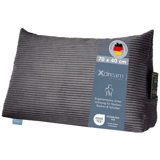 XDREAM Rückenkissen ergonomisches Keilkissen für Bett und Sofa, 1-tlg., als Kopfkissen oder Venenkissen verwendbar, mit praktischem Seitenfach grau
