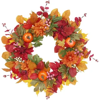 50 Cm Herbstkranz, Herbst-Sonnenblumenkränze, Herbstkränze für die Haustür, Künstliche Kürbiskränze, Herbst-Ahornblätter-Kränze, für Erntedankfest-Dekorationen Im Innen- und