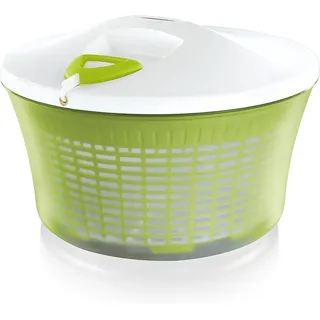 Leifheit Salatschleuder ComfortLine 5,5L Fassungsvermögen ø27cm Schüssel mit Drehmechanismus im Deckel, Salattrockner inkl. Salatschüssel und Sieb, trocknet Salat effektiv und schonend