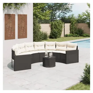 vidaXL Halbrundes Gartensofa Loungesofa schwarz