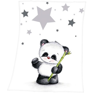 Kinderdecke FYNN, Weiß - 75 x 100 cm - Mikrofaser - Pandabär-Motiv