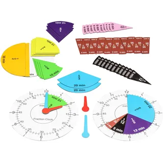 WISSNER® aktiv Lernen – Fraction Clock mit magnetischen Bruchteilen, 2 Zifferblätter, spielerisch Uhrzeiten und Bruchteile Lernen, magnetisch, nachhaltig, hergestellt in Bensheim/Hessen/Deutschland