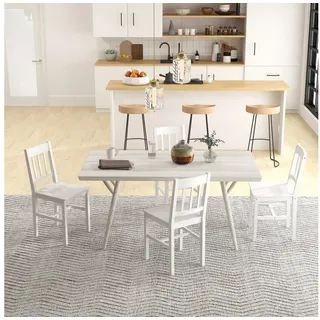 Homcom Esszimmerstuhl Kiefernholz weiß 4er Set