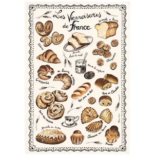 Winkler Geschirrtuch Geschirrtuch Les Viennoiseries Françaises Ecru 48x72 cm, (1-tlg., 1 x Geschirrtuch), bedruckt beige