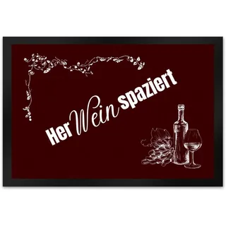 speecheese Wein Fußmatte XL in 40x60 cm mit Spruch Herweinspaziert EIN lustiger Türvorleger für Weintrinker Spruch Herweinspaziert Großeltern Fußabtreter Hereinspaziert Türmatte dekorative