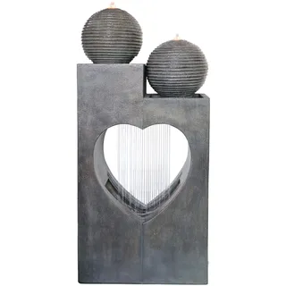 Dehner Gartenbrunnen Amor, Outdoor-Brunnen, mit LED-Beleuchtung, frostbeständig, ca.46x23x99 cm, Polyresin, grau