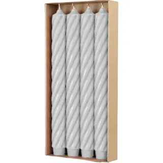RUSTIC TWIST Stabkerzen Wollweiß, 250/28 mm, mit Zapfenfuß, WENZEL, Brenndauer 16h, 4 St.