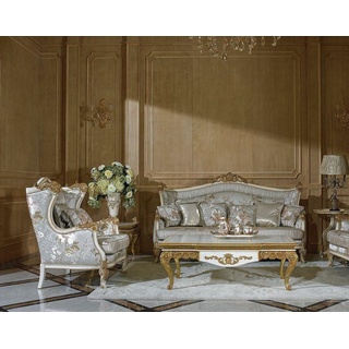 JVmoebel Sofa, 3+1 Sofagarnitur Couch Sofa Polster Garnitur Königliche Garnituren silberfarben