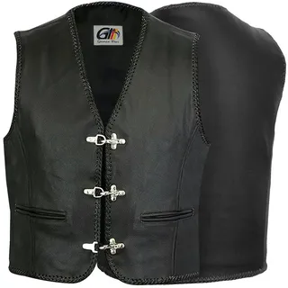 German Wear Motorradweste GW687 Black Motorrad Lederweste Biker Motorradweste Weste schwarz 5XL