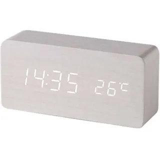 (weiß) Digitaler Wecker Aus Holz Mit Led-soundsteuerung, Dualer Usb-batteriestromversorgung, Geräuschloser Holzwecker Mit Led, Dekoration Für Zuhause