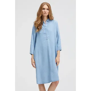 Sommerkleid SMITH & SOUL, Damen, Gr. S, US-Größen, blau (denim), Jersey, Material: 100% Lyocell, bestickt, regular fit Midi, hoch geschlossener Ausschnitt, mit Riegel Umschlagbund, Kleider Sommerkleid, mit Taschen