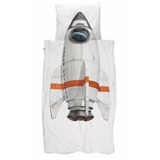 Snurk Kinderbettwäsche Rocket Rakete, Perkal, 2 teilig, Weltraum, Astronaut, Weltall bunt|rot