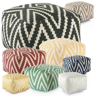 Amagohome Bodenkissen Kelim Sitzwürfel 50x50 H35cm Pouf Fußhocker Sitzhocker Bodenkissen Fuß schwarz