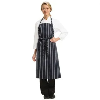 Gastronoble Chef Works Premium Latzschürze marineblau weiß gestreift