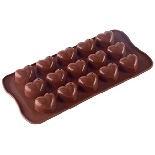 Silikonform mit Herzen Herzbackform, Primärfarbe/Braun 15 Herzchen Backform, Schokolade Candy Formen für Kuchen, Muffincups
