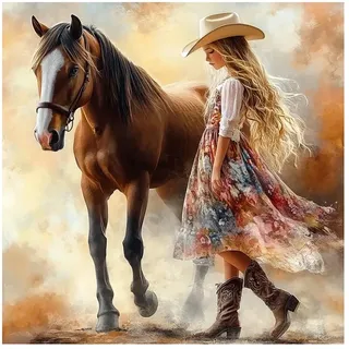 Frizlryem 5D Diamond Painting Horse Set, DIY Diamond Painting Adult Full Drill Diamond Painting Kit, Animals Mosaic Making, Diamond Embroidery Cross Stitch for Home Wall Decor, 30 x 30 cm
