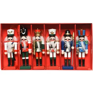 Kaemingk Christbaumschmuck, Baumschmuck Mix Nussknacker Holz 12.5cm, 6er Set bunt