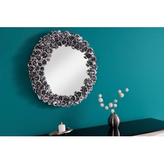 riess-ambiente Wandspiegel ROSES 60cm silber / schwarz (Einzelartikel, 1-St), Wohnzimmer · Metall · rund · Dekoration · mit Rahmen · Handmade schwarz|silberfarben