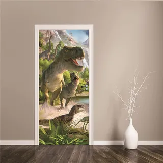 MYIESAXL Türtapete Selbstklebend 90x200 cm Dinosaurier-Welt Türaufkleber 3D Tür Poster PVC Türtapeten DIY Türbild, Türfolie Poster Türaufkleber für Schlafzimmer Gang Tür, Tür tapeten