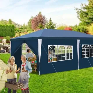 Pavillon Wasserdicht – Terrassenpavillon mit Verbolzung, perfektes Gartenzelt für Partys Blau 3x6m