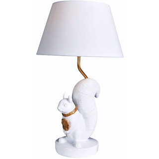 Tischleuchte Tierfigur Tischlampe (ohne Leuchtmittel) Eichhörnchen Weiss Gold Lampe Nachttischlampe 55 cm cw210 Palazzo Exklusiv